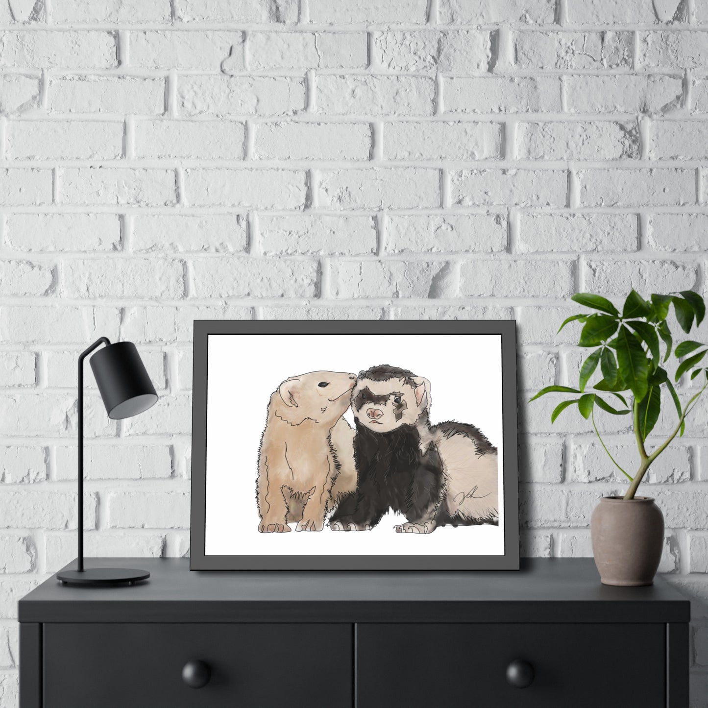 Ferret Kisses Framed Paper Posters