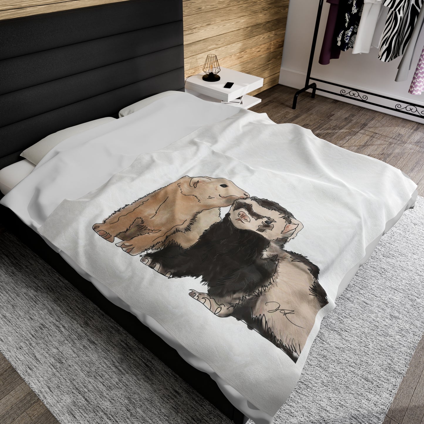 Ferret Kisses 2 - Velveteen Plush Blanket