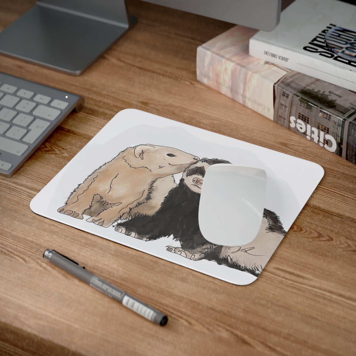Ferret Kisses - Desk Mouse Pad