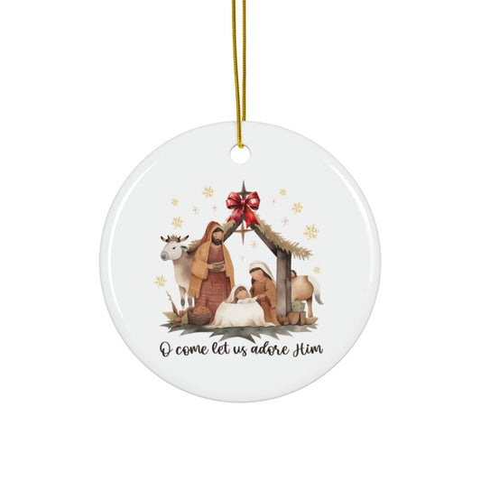 Let us adore Him Ceramic Ornaments, 2-Side Print, (1pc, 3pcs, 5pcs, 10pcs)