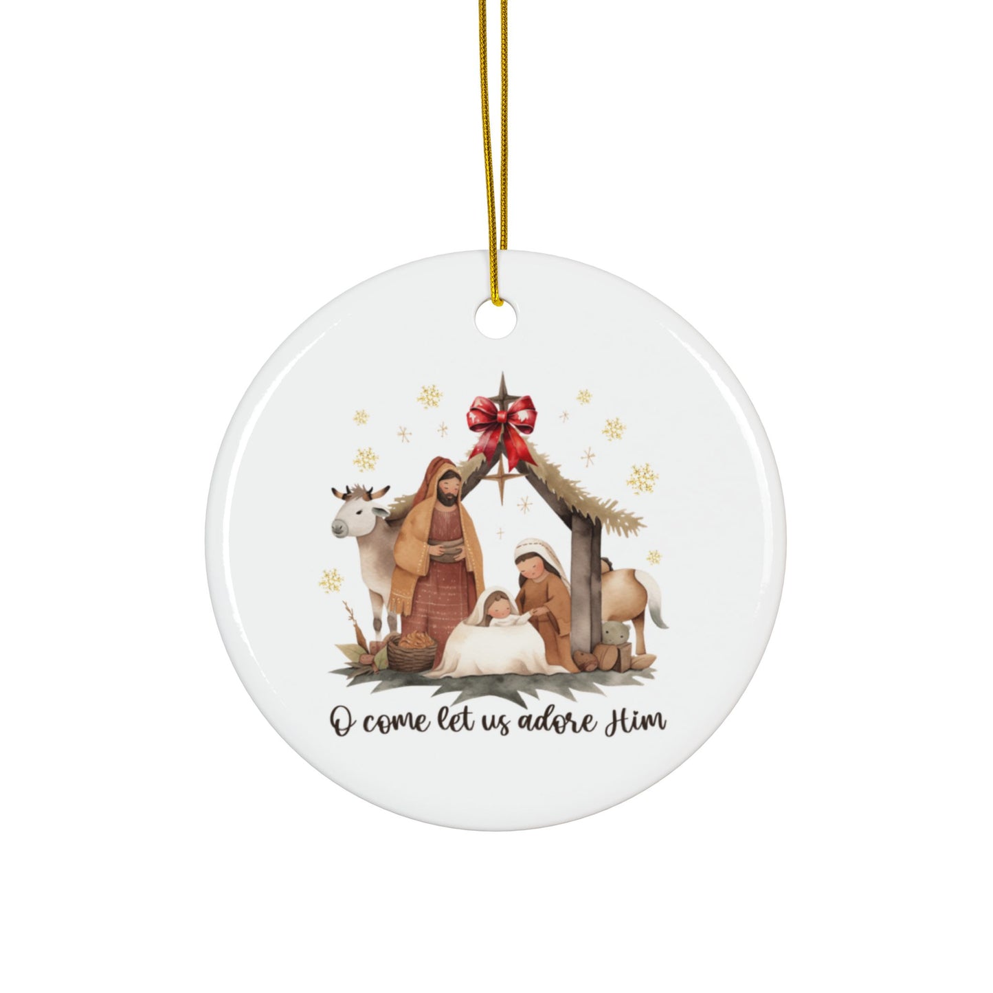 Let us adore Him Ceramic Ornaments, 2-Side Print, (1pc, 3pcs, 5pcs, 10pcs)