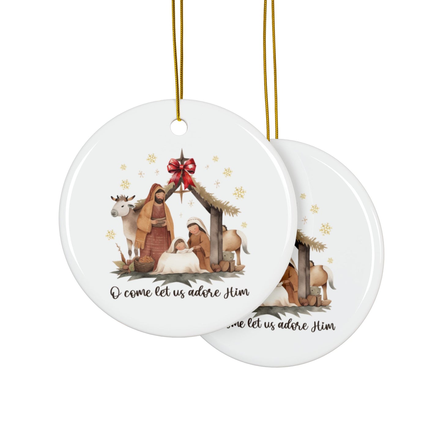 Let us adore Him Ceramic Ornaments, 2-Side Print, (1pc, 3pcs, 5pcs, 10pcs)
