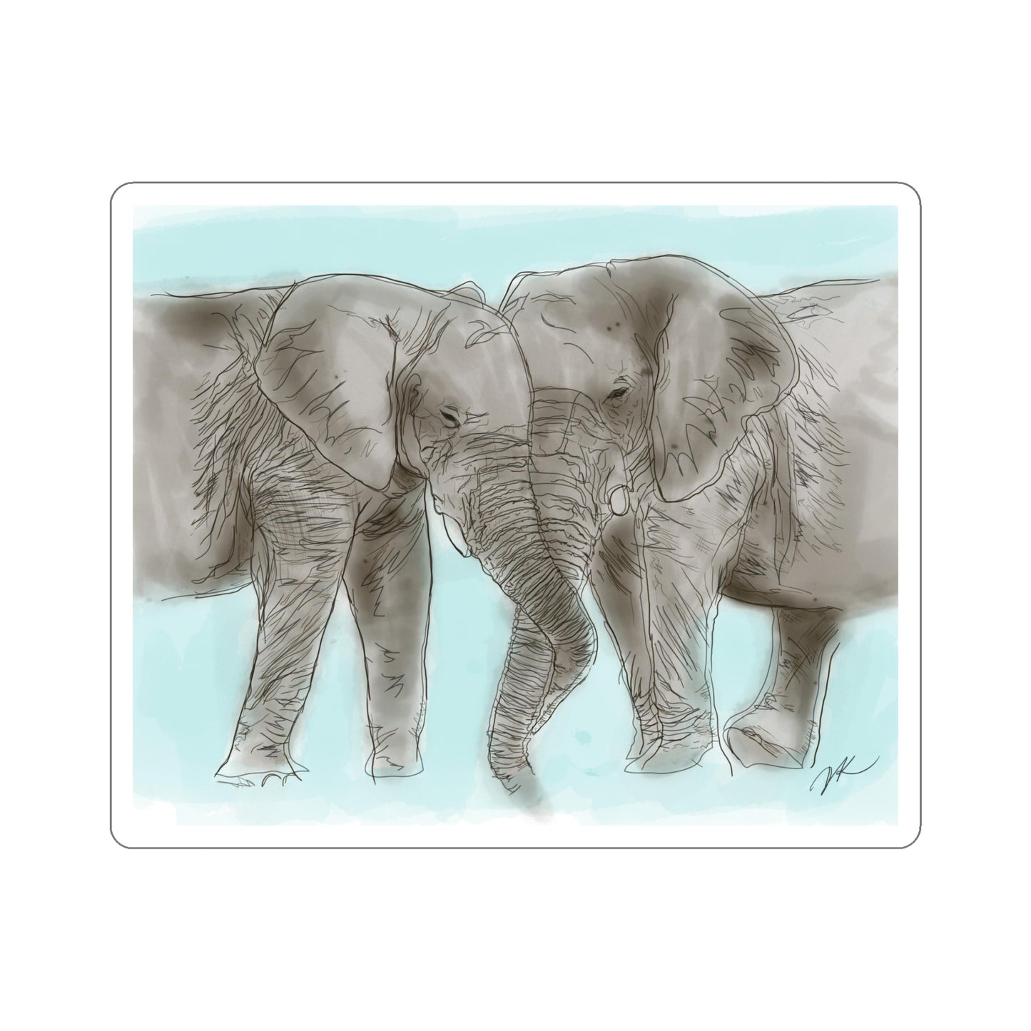Elephant Kissing - Kiss-Cut Stickers