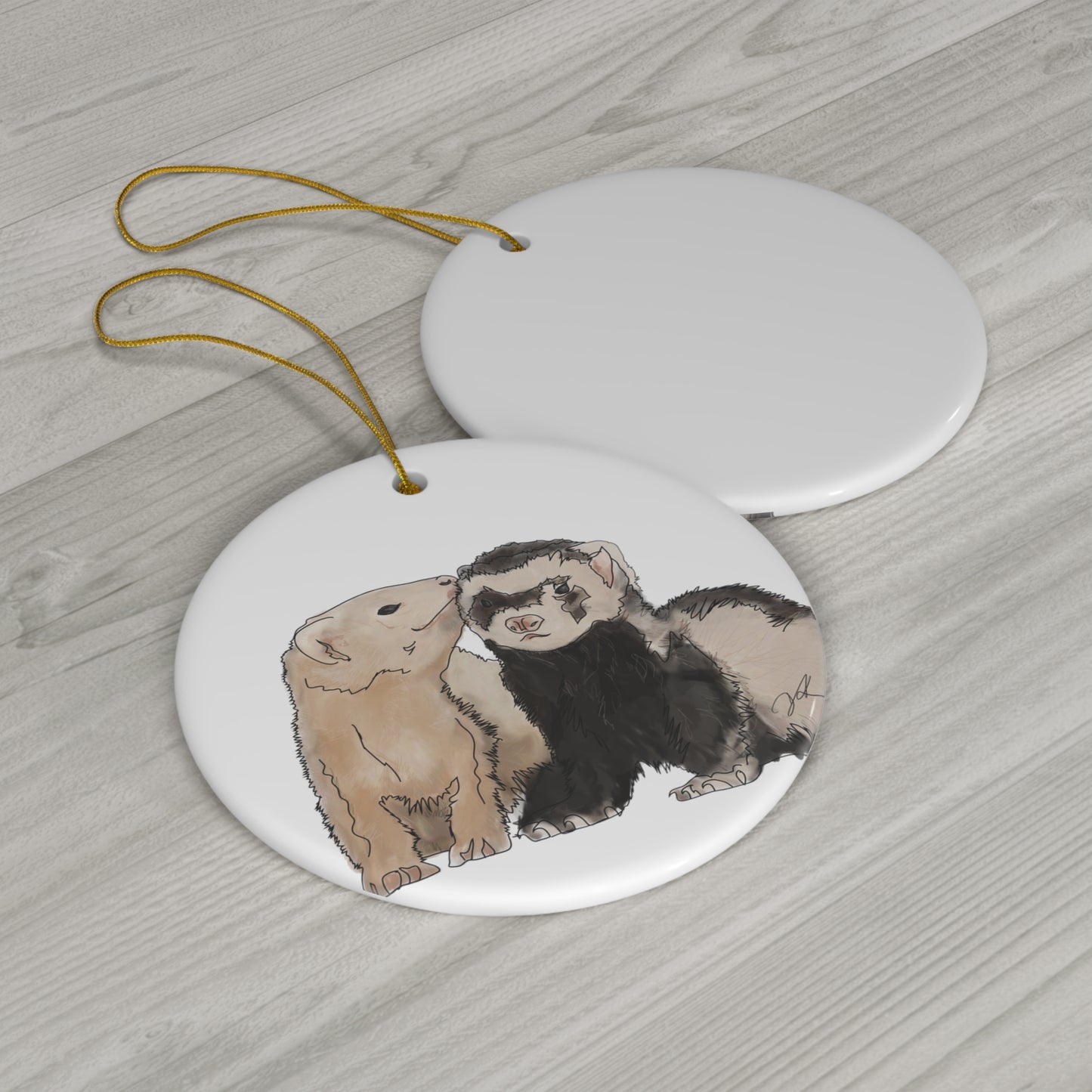 Ferret Kisses - Ceramic Ornament, 1-Pack