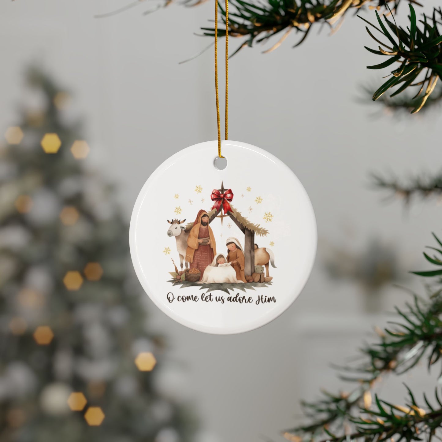 Let us adore Him Ceramic Ornaments, 2-Side Print, (1pc, 3pcs, 5pcs, 10pcs)