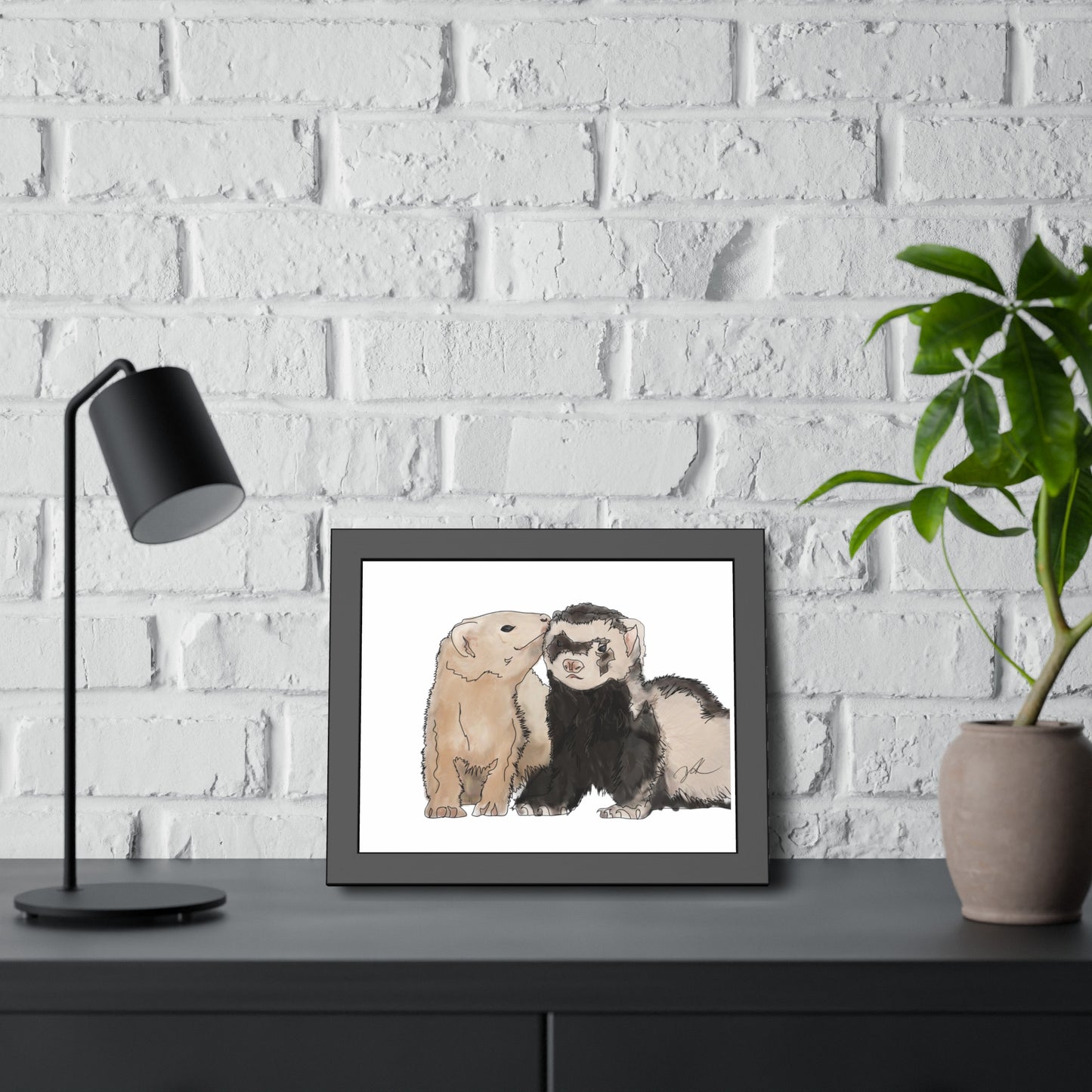 Ferret Kisses Framed Paper Posters
