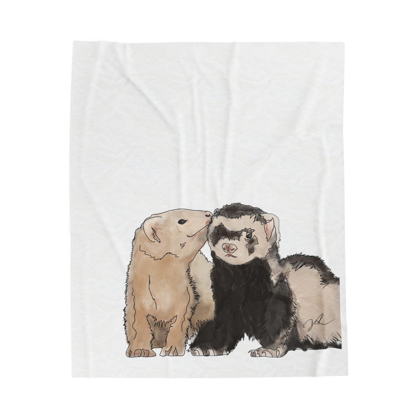 Ferret Kisses 2 - Velveteen Plush Blanket