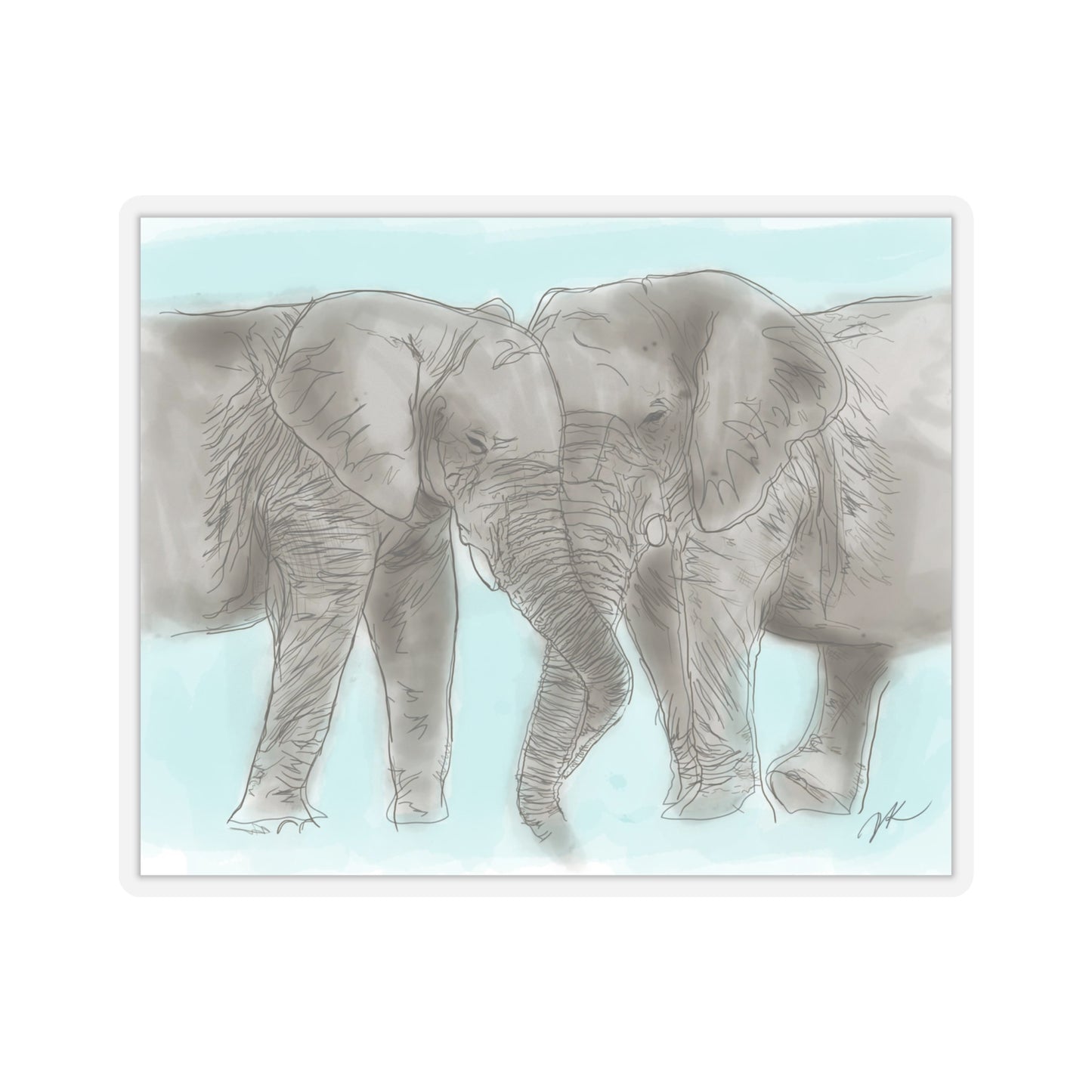 Elephant Kissing - Kiss-Cut Stickers