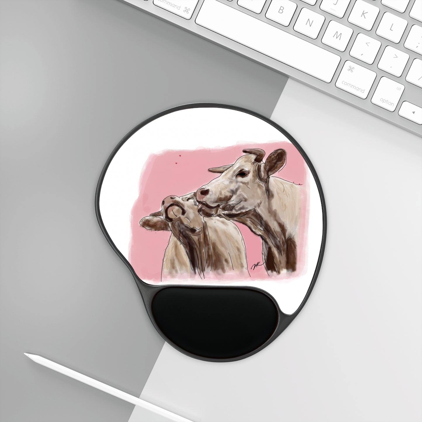 Cow Kisses - Mouse Pad With Wrist Rest