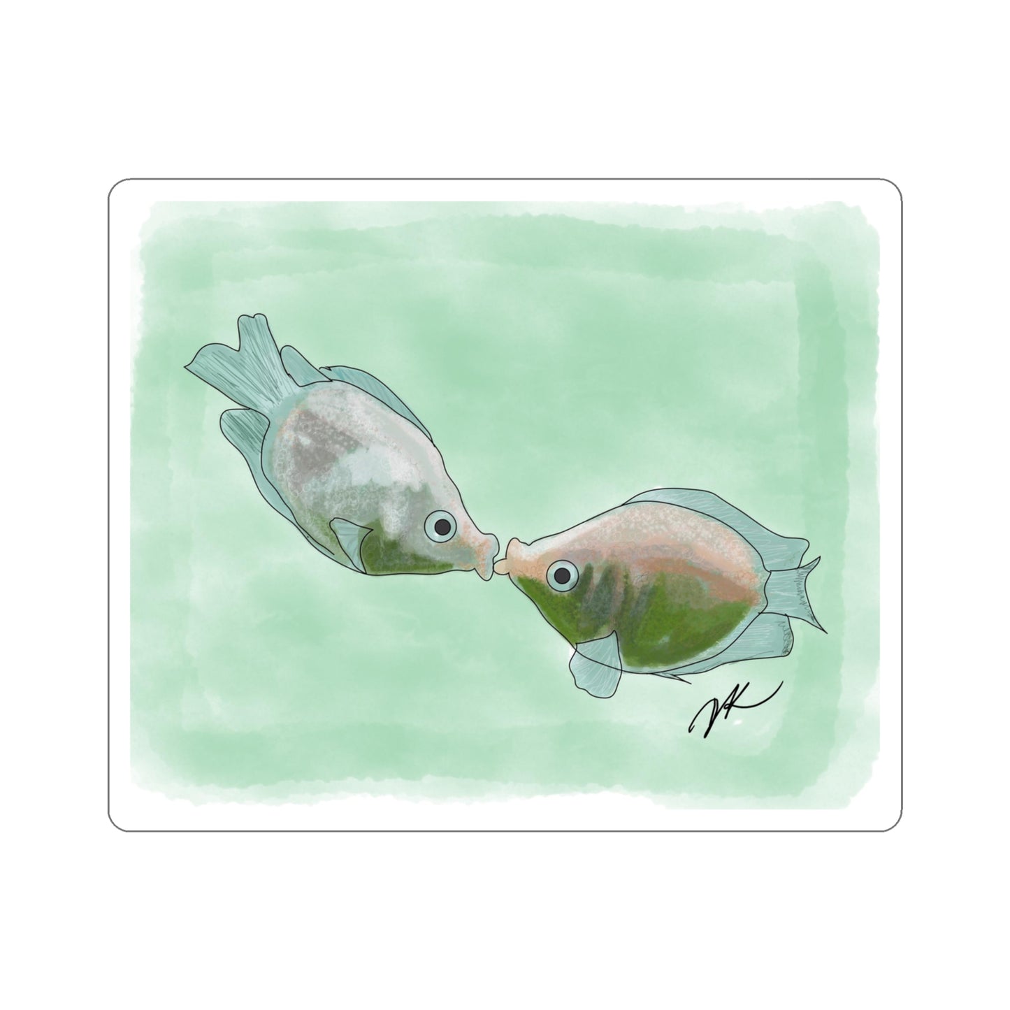Fish Kissing - Kiss-Cut Stickers