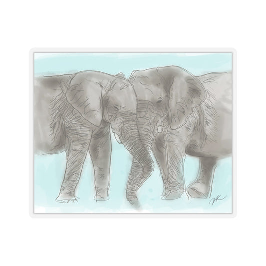 Elephant Kissing - Kiss-Cut Stickers