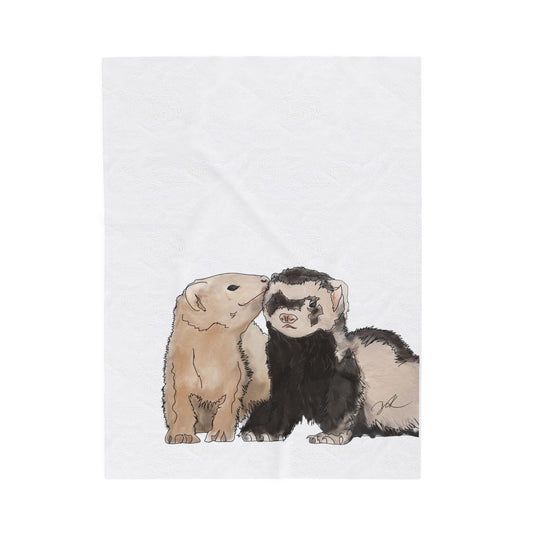 Ferret Kisses 2 - Velveteen Plush Blanket