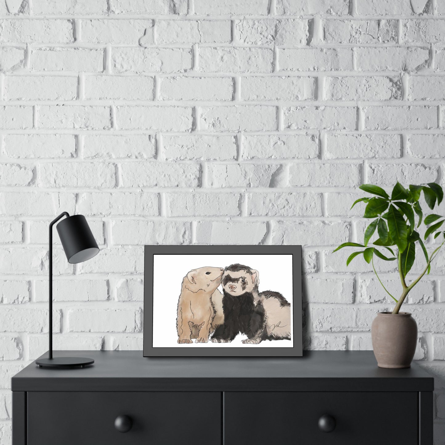 Ferret Kisses Framed Paper Posters