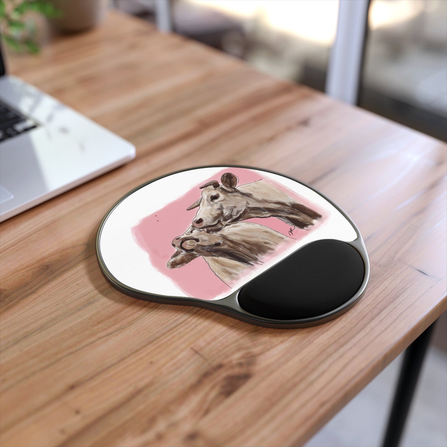 Cow Kisses - Mouse Pad With Wrist Rest