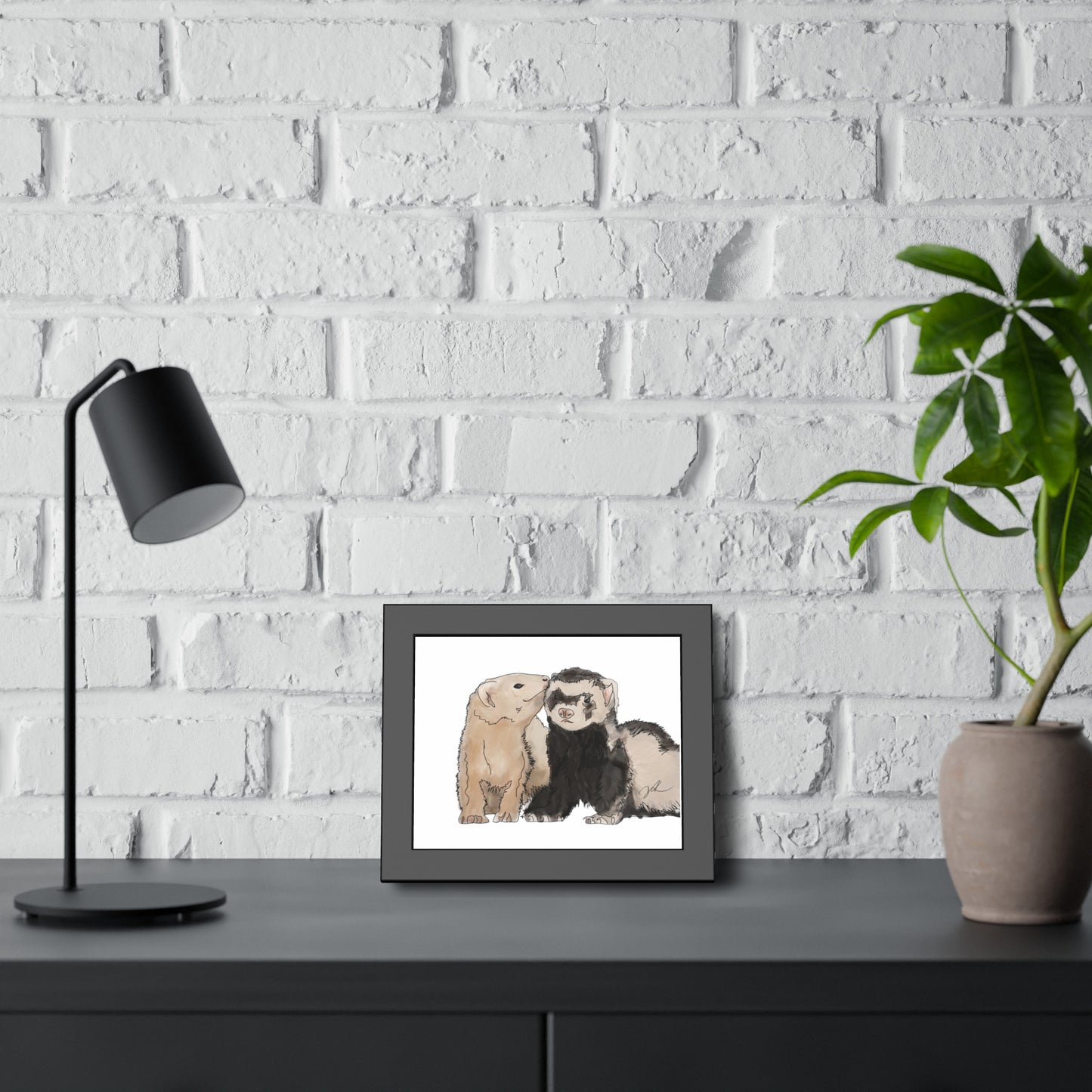 Ferret Kisses Framed Paper Posters