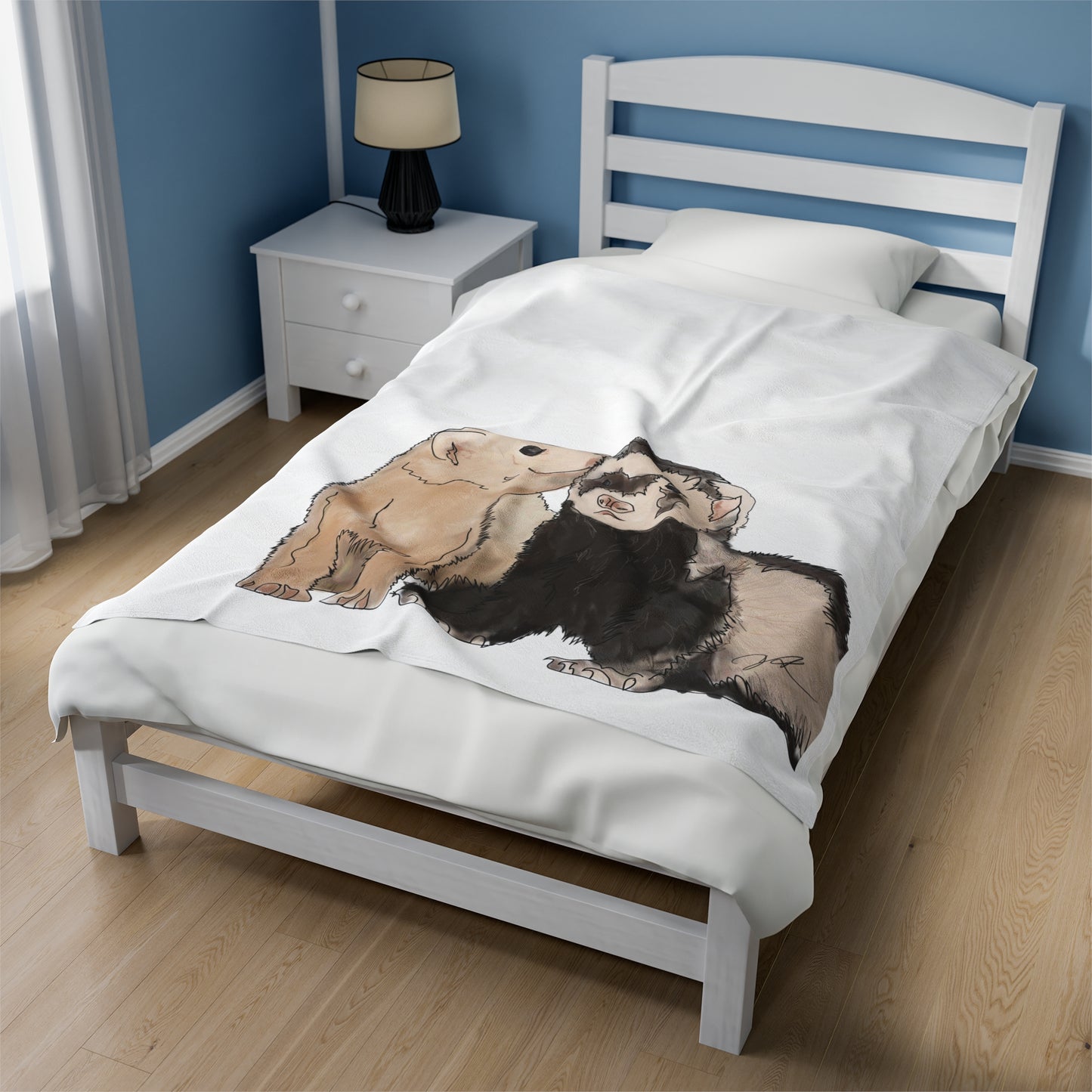Ferret Kisses 2 - Velveteen Plush Blanket