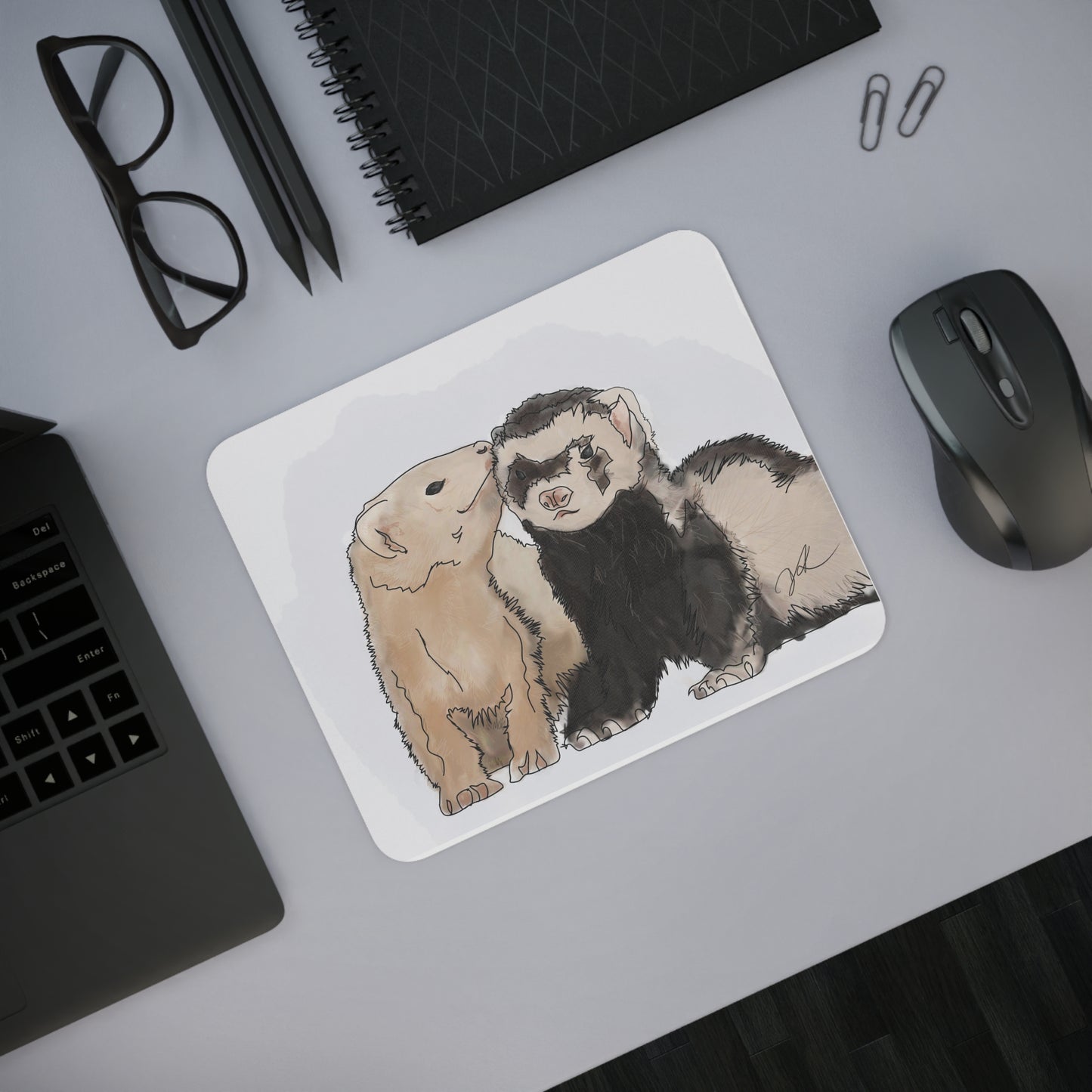 Ferret Kisses - Desk Mouse Pad