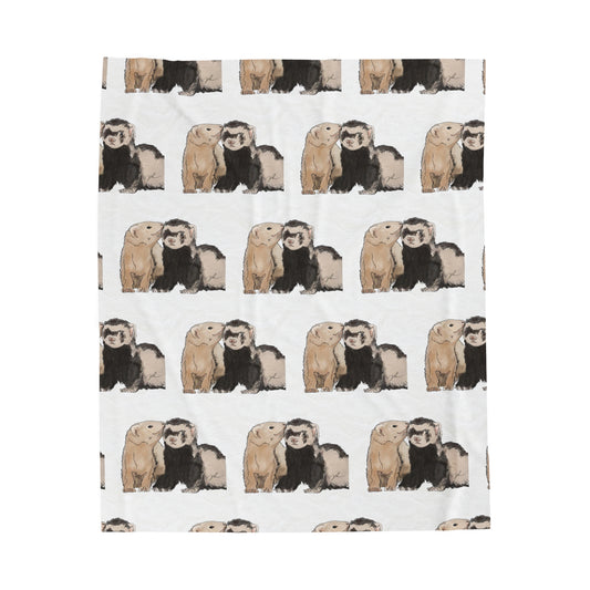 Ferret Kisses - Velveteen Plush Blanket