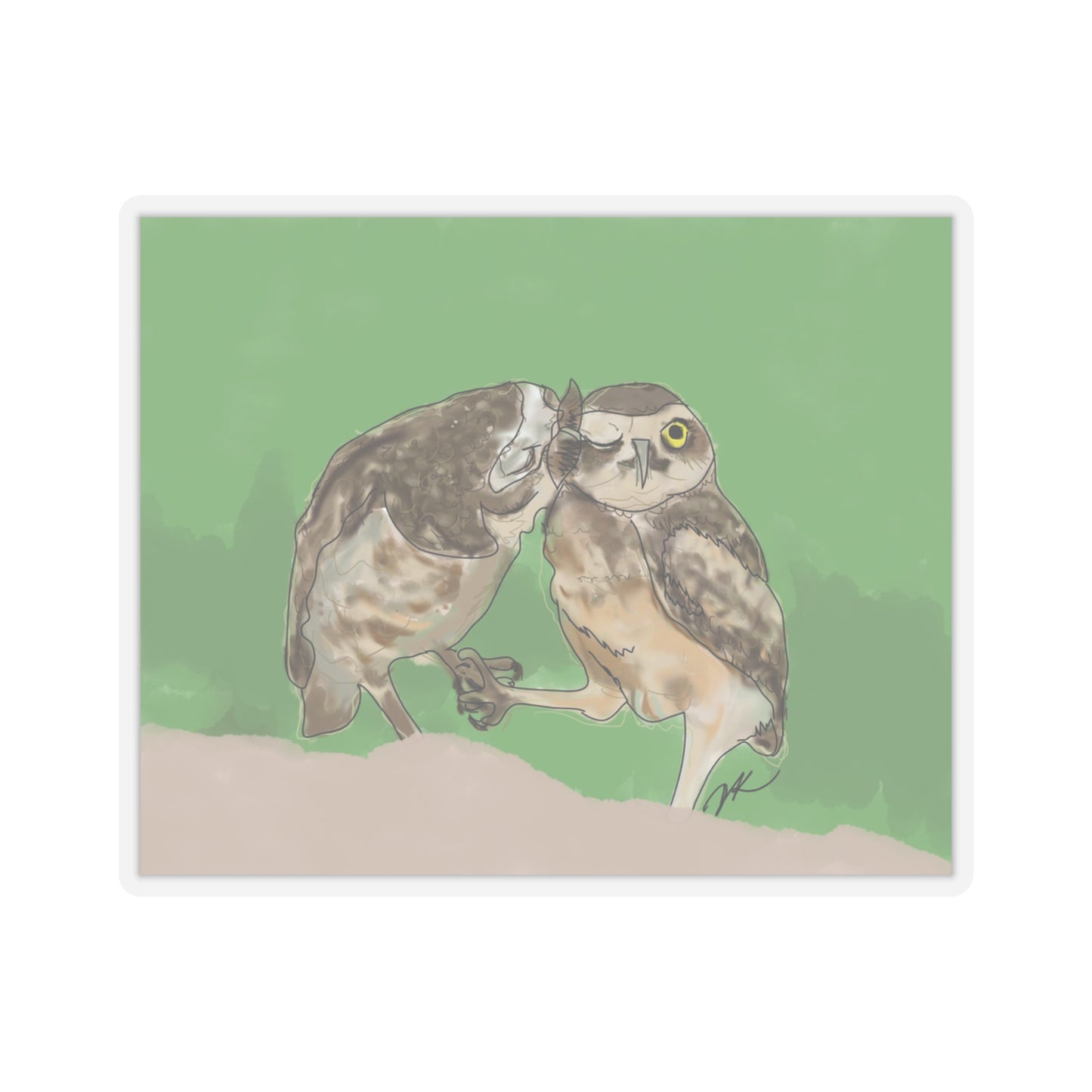 Kissing Owls - Kiss-Cut Stickers