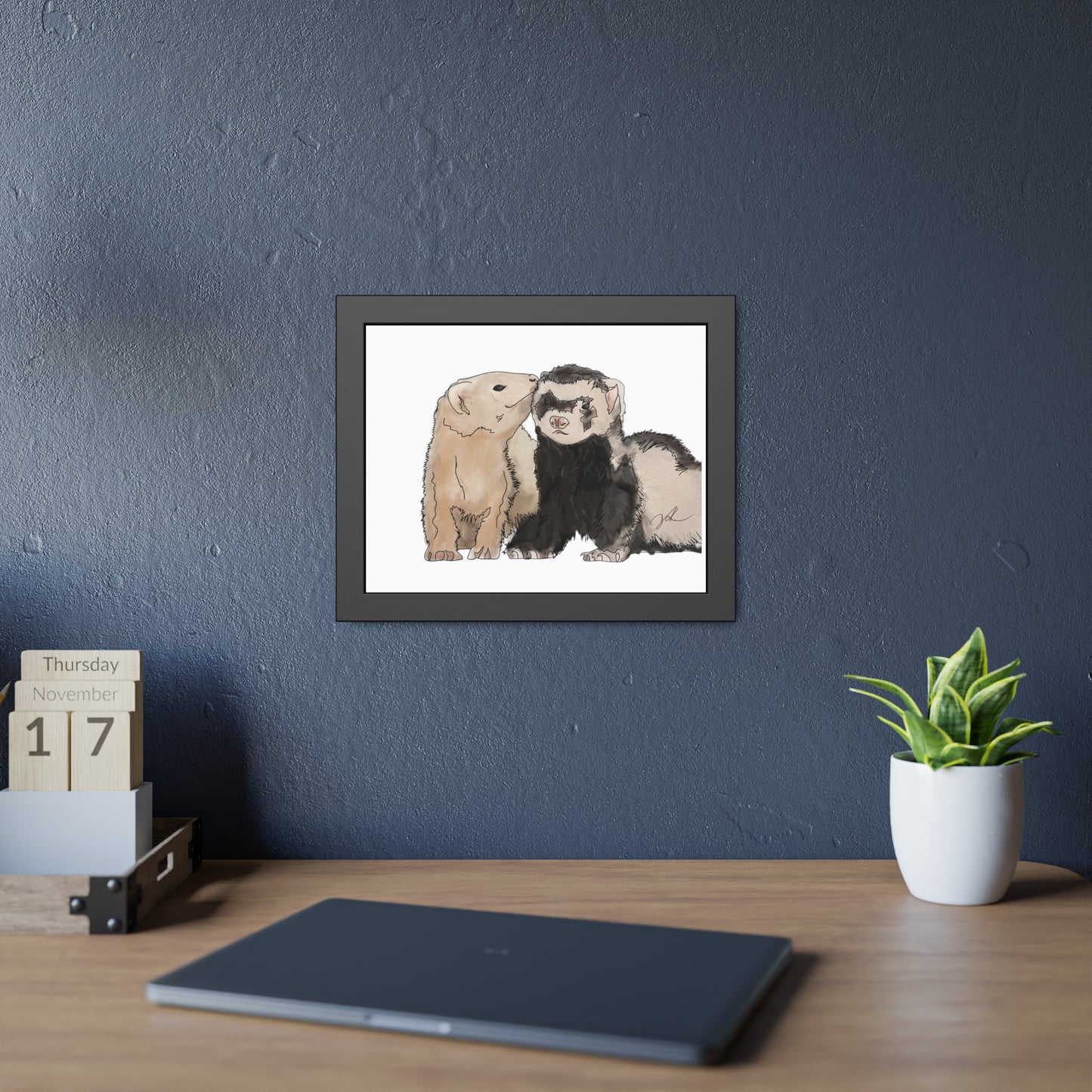 Ferret Kisses Framed Paper Posters