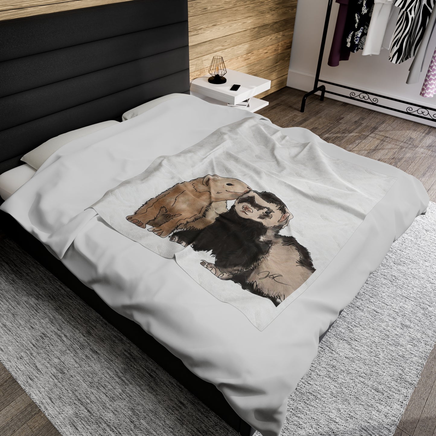 Ferret Kisses 2 - Velveteen Plush Blanket