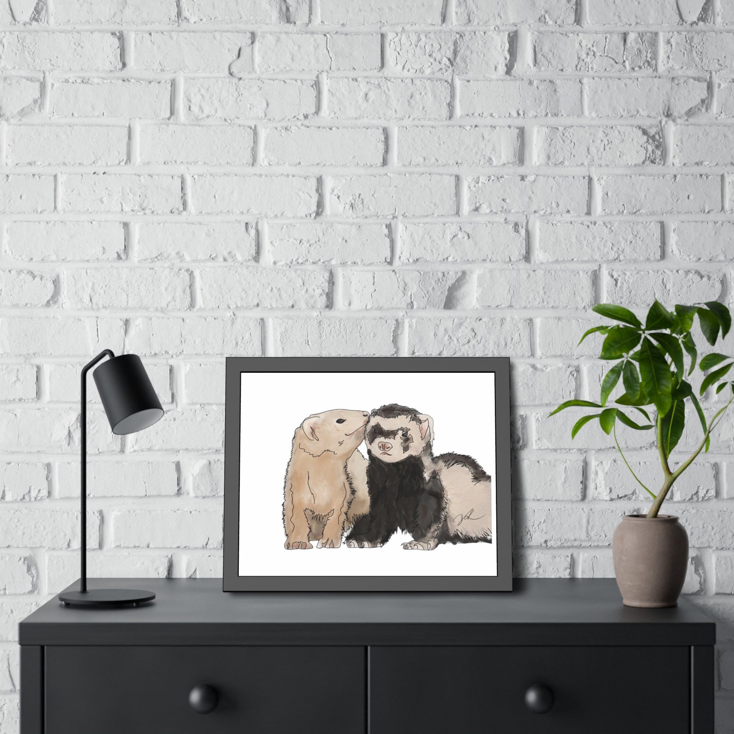 Ferret Kisses Framed Paper Posters