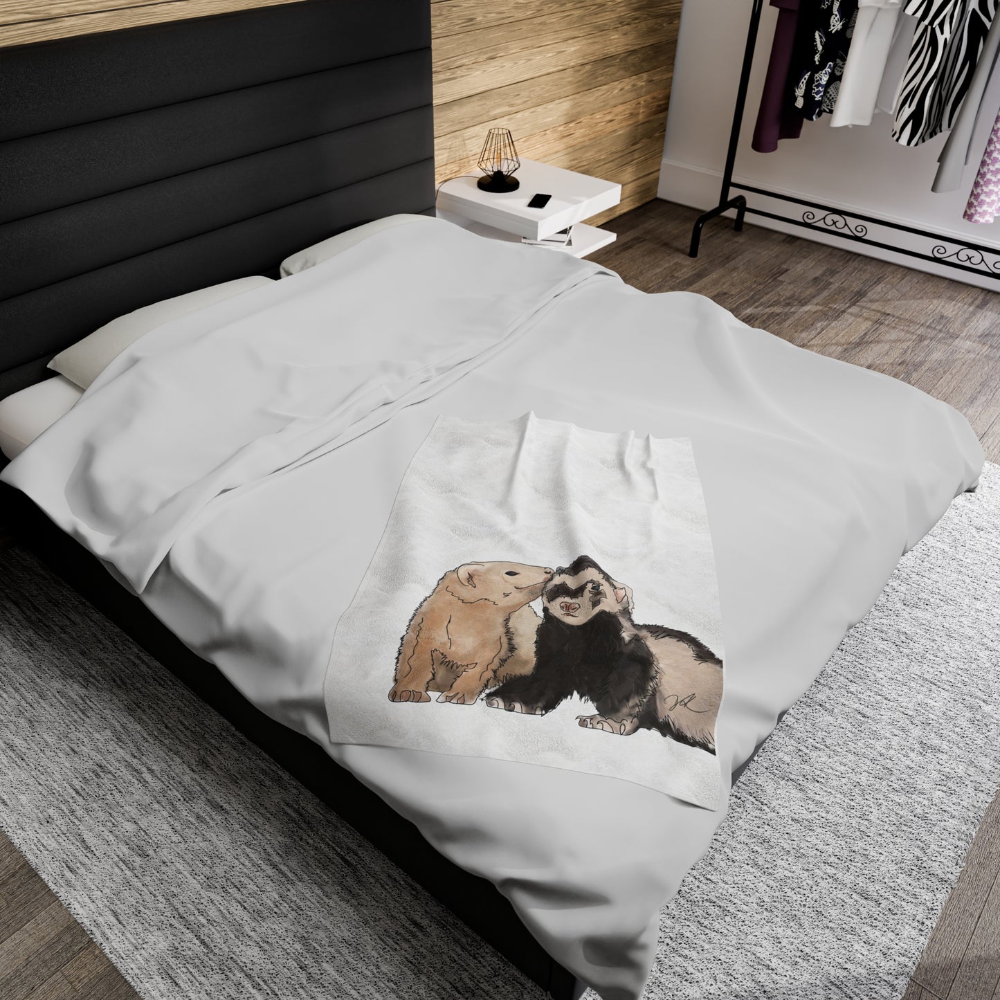 Ferret Kisses 2 - Velveteen Plush Blanket