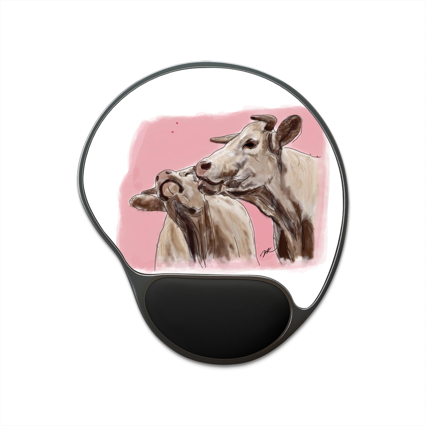 Cow Kisses - Mouse Pad With Wrist Rest
