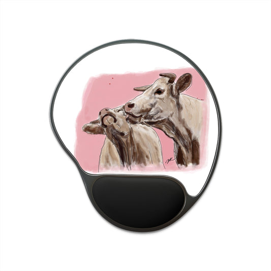 Cow Kisses - Mouse Pad With Wrist Rest