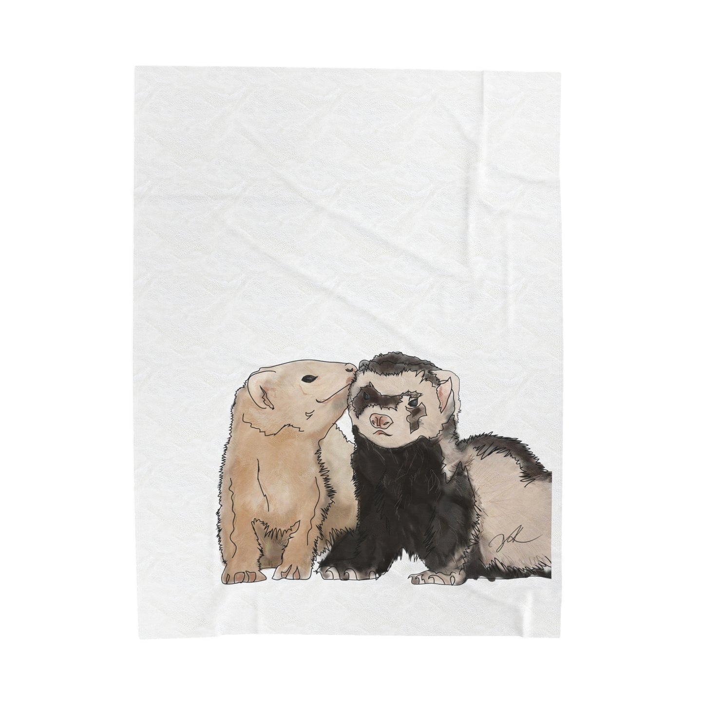 Ferret Kisses 2 - Velveteen Plush Blanket