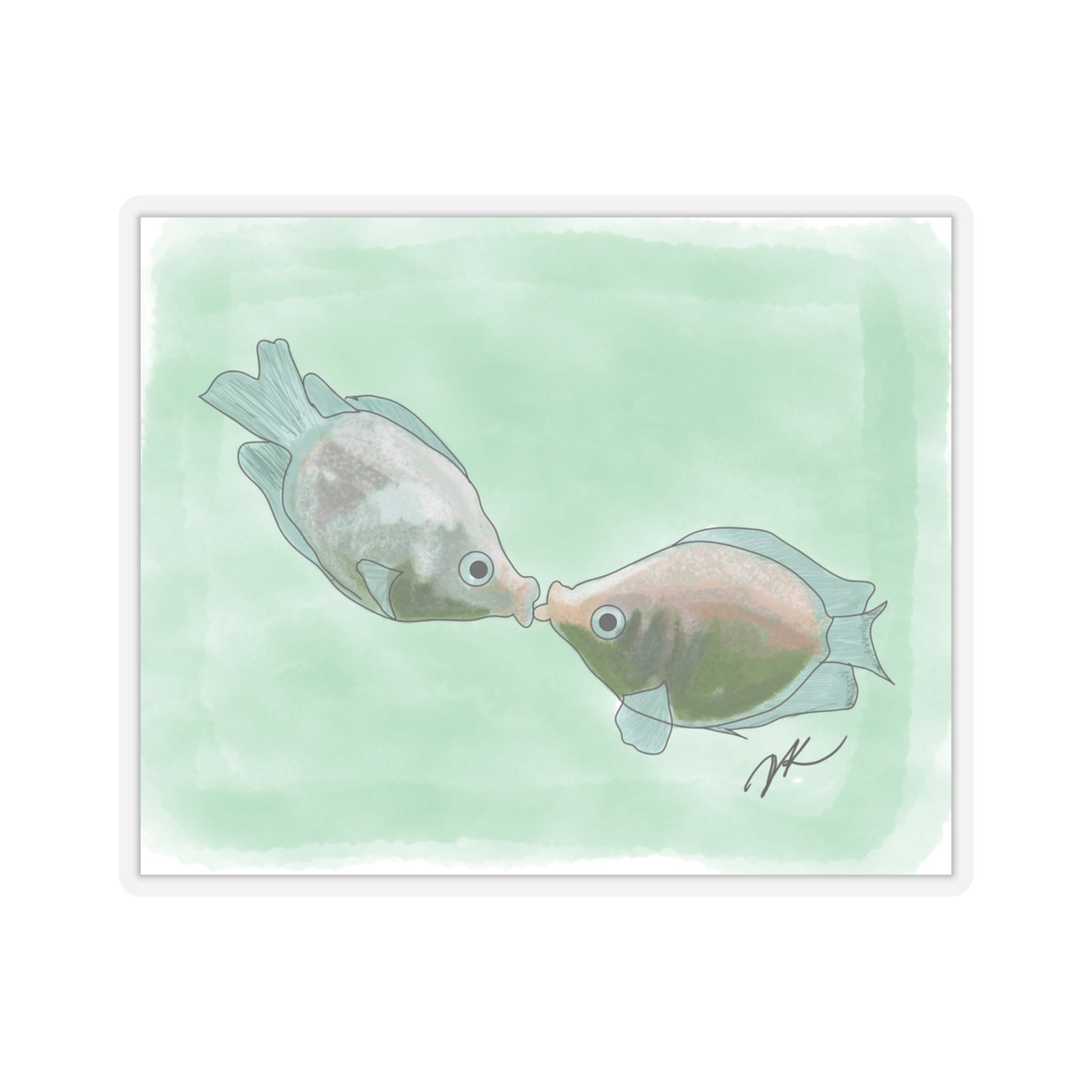 Fish Kissing - Kiss-Cut Stickers